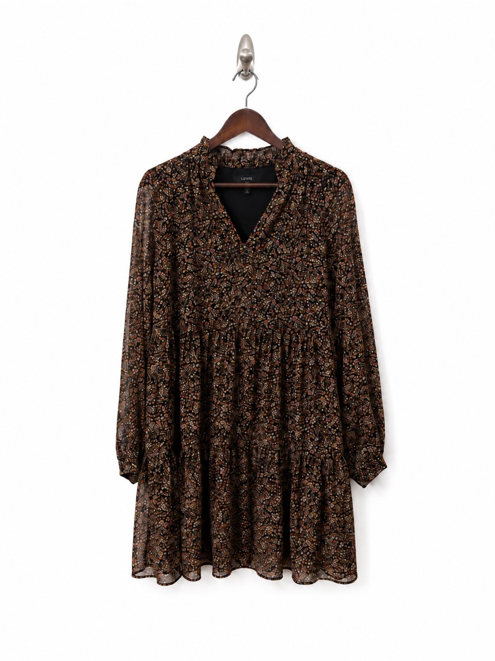 1.STATE Floral Long Sleeve Tiered Dress – Size Large